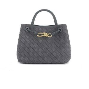 Woven Gray Handbag Lucia Faux Suede